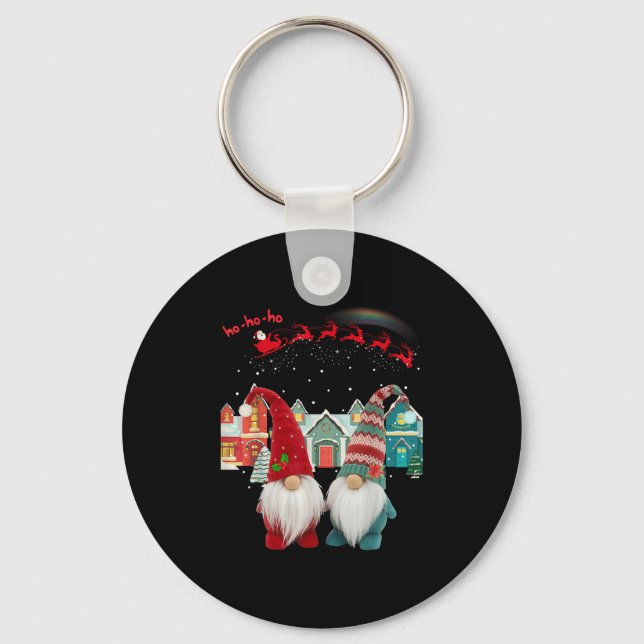 Gonks Christmas Santa Claus Reindeers  Key Ring (Front)