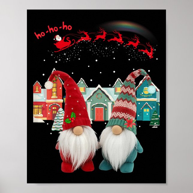 Gonks Christmas Santa Claus Reindeers  Poster (Front)