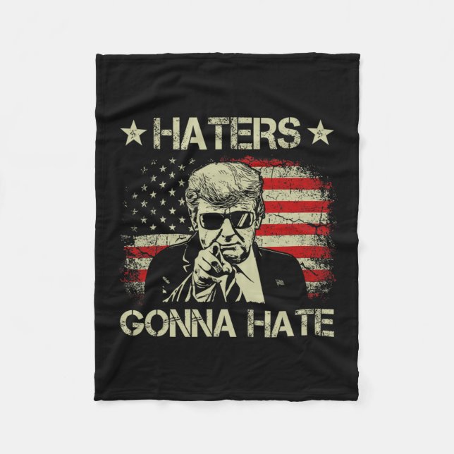Gonna Hate Middle Finger Funny Trump 2024 Presiden Fleece Blanket (Front)