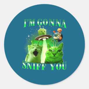 Gonna sniff meme cat vintage for men women matchin classic round sticker