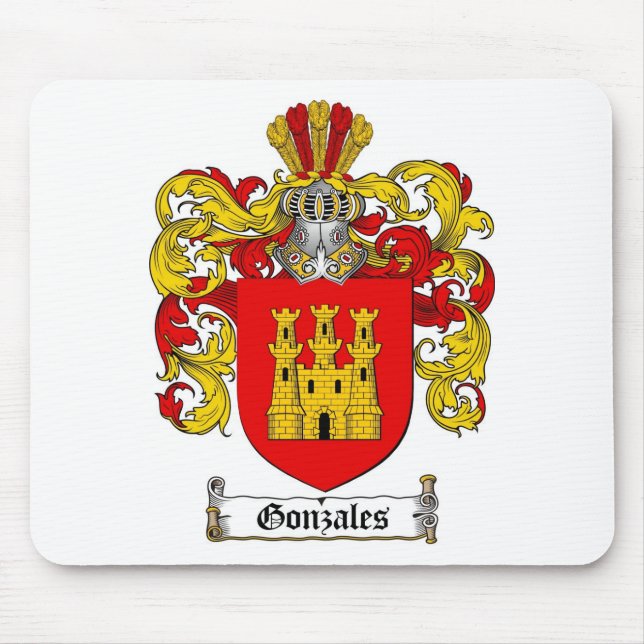 GONZALES FAMILY CREST -  GONZALES COAT OF ARMS MOUSE MAT (Front)