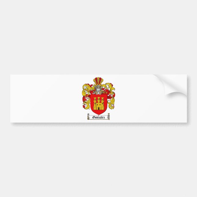 GONZALEZ FAMILY CREST -  GONZALEZ COAT OF ARMS BUMPER STICKER (Front)
