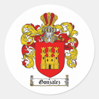 GONZALEZ FAMILY CREST -  GONZALEZ COAT OF ARMS CLASSIC ROUND STICKER