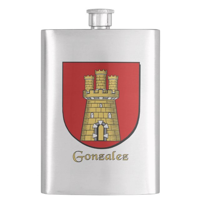 Gonzalez Heraldic Shield Hip Flask (Front)
