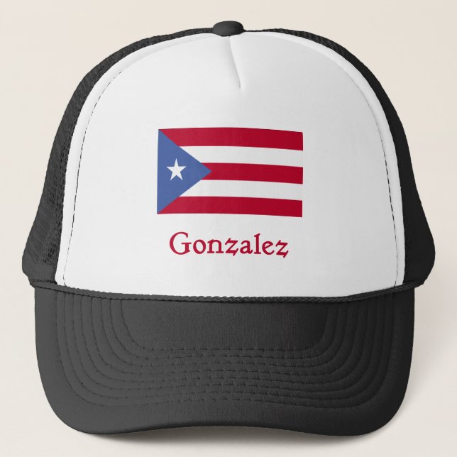 Gonzalez Puerto Rican Flag Trucker Hat (Front)