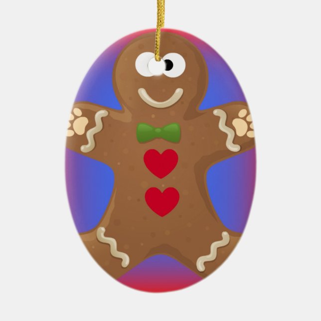 Goo Goo Eyes Gingerbread Man Ceramic Tree Decoration (Front)