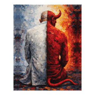 Good and Evil in Me – Duality Impasto Oil Painting Photo Print