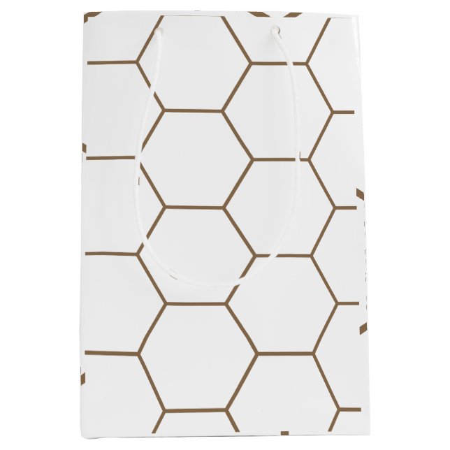 Good and white honeycomb geometric pattern medium gift bag (Front)