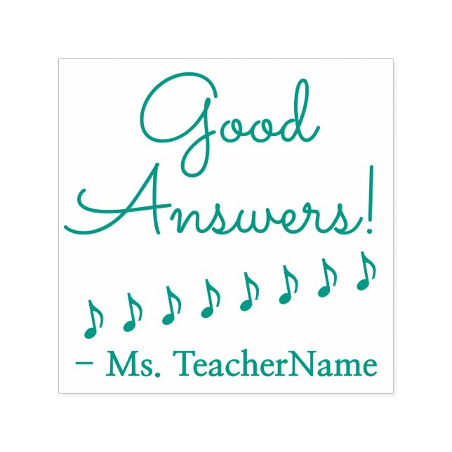 "Good Answers!" + Instructor's Name Rubber Stamp (Design)