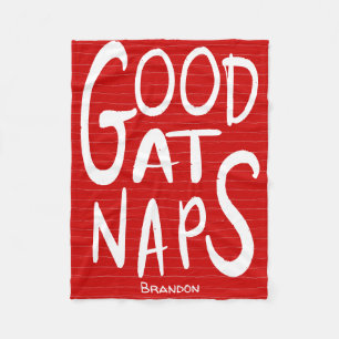 Good At Naps - Bright Red Fleece Blanket