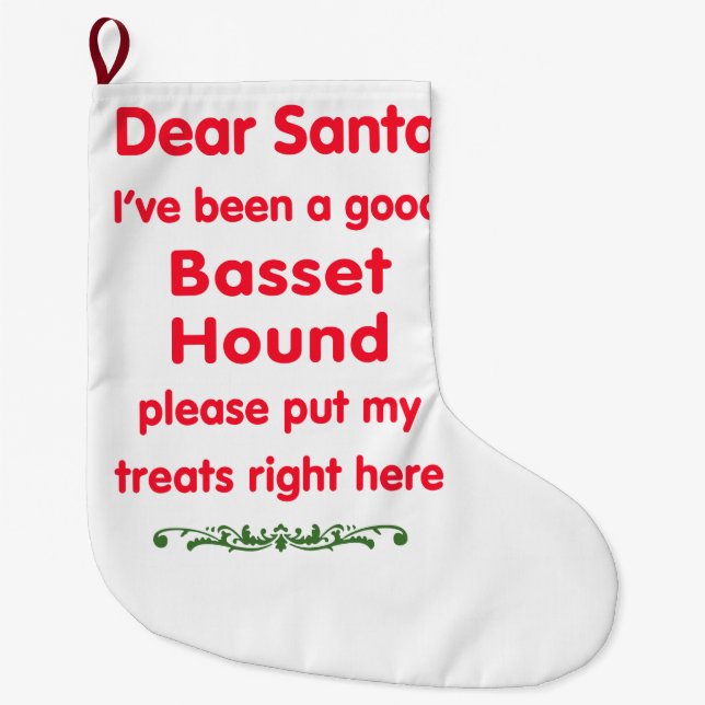 good Basset Hound Large Christmas Stocking (Front)