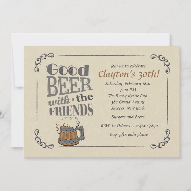Good Beer With The Friends Invitation (Front)