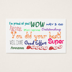 Good behaviour, good effort award recognition card