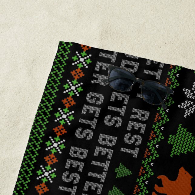 Good Better Best Never Let It Rest Christmas Quote Beach Towel (In Situ)