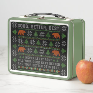 Good Better Best Never Let It Rest Christmas Quote Metal Lunch Box