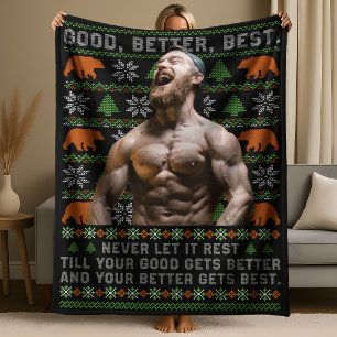 Good Better Best Ugly Christmas Costumize Photos Fleece Blanket