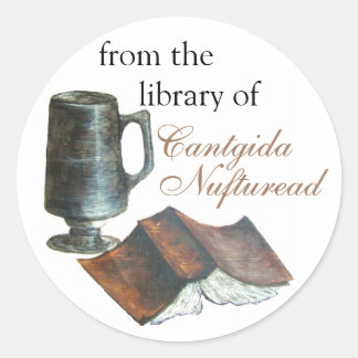 "good book and a cup of coffee" book plate sticker