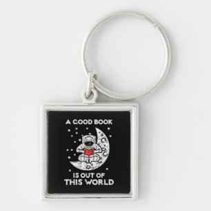 Good Book Is Out Of This World Moon Space Bookworm Key Ring