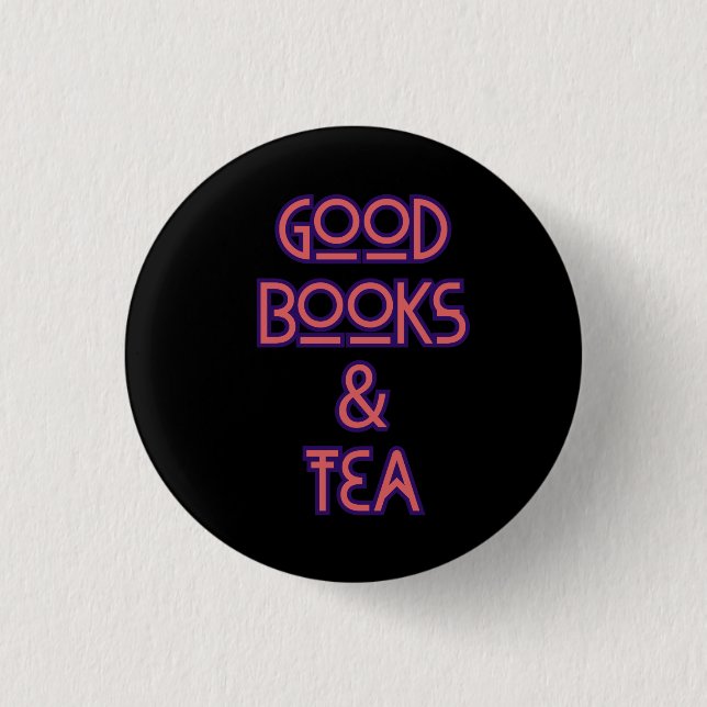 Good books and tea bookworm 3 cm round badge (Front)