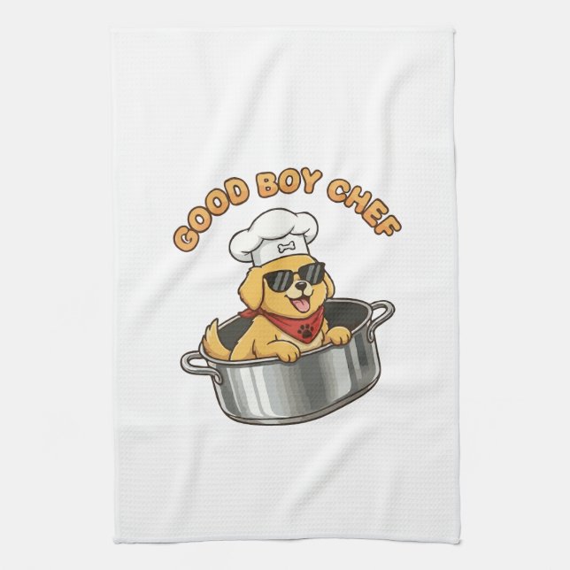 Good Boy Chef Cooking Dog Tea Towel (Vertical)