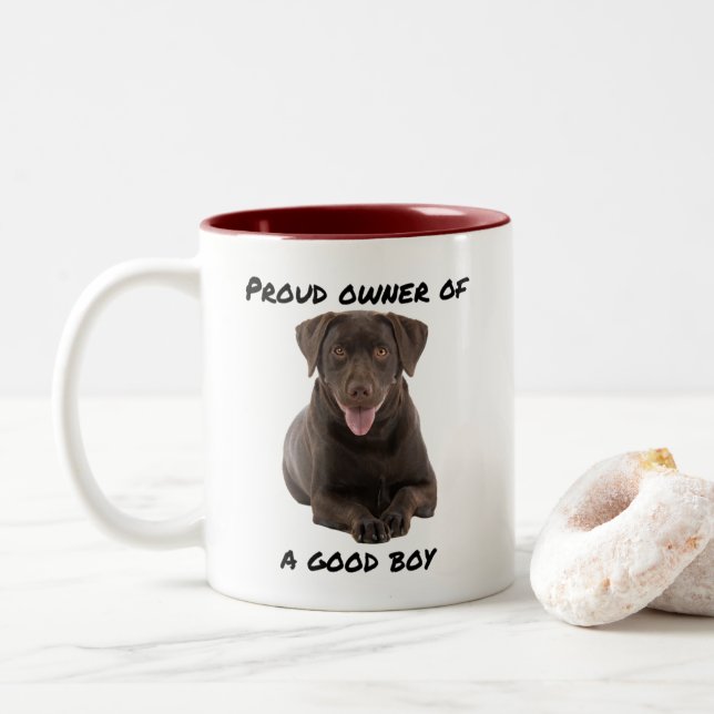 Good Boy Chocolate Lab Two-Tone Coffee Mug (With Donut)