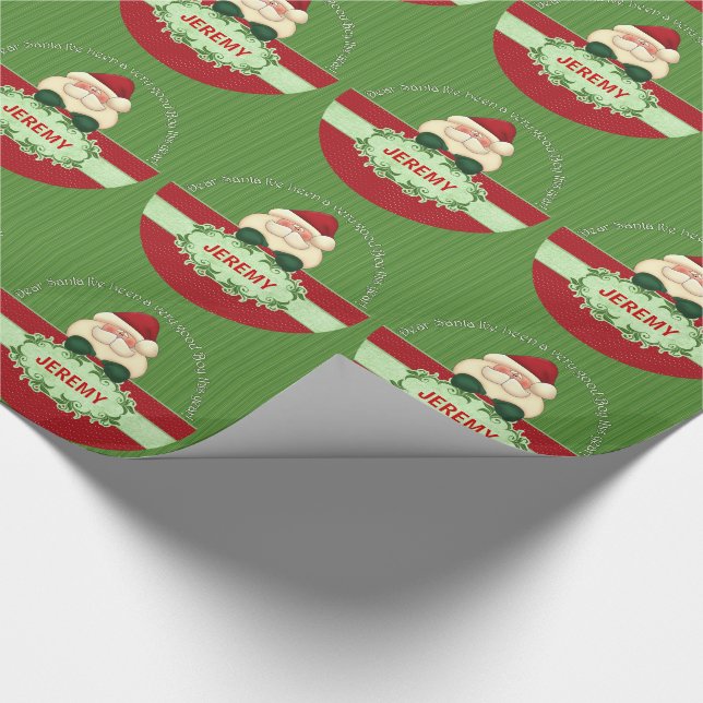 Good Boy Custom Santa Kids Holiday Wrapping Paper (Corner)