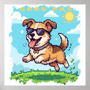 Good Boy Pixel Puppy Retro Gaming Design Poster