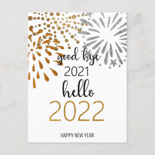 Good Bye 2021 Hello 2022   New Year Fireworks Holi Holiday Postcard