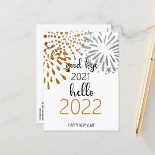 Good Bye 2021 Hello 2022   New Year Fireworks Holiday Postcard