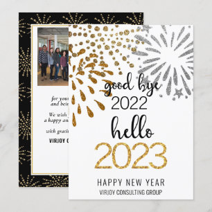Good Bye 2022 Hello 2023 Business Festive Firework Holiday Card