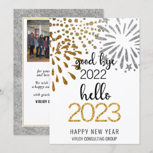 Good Bye 2022 Hello 2023 Business Festive Firework Holiday Card