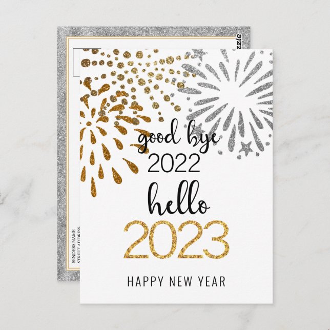 Good Bye 2022 Hello 2023 Business Festive Firework Postcard (Front/Back)