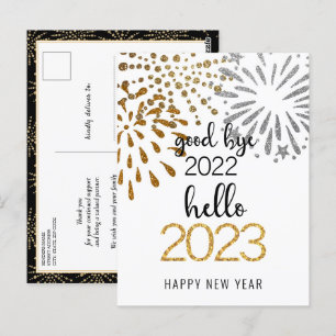 Good Bye 2022 Hello 2023 Business Festive Firework Postcard