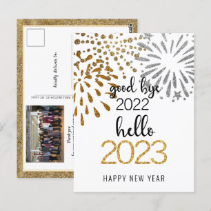 Good Bye 2022 Hello 2023 Business Festive Firework Postcard
