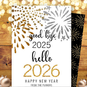 Good Bye 2023 Hello 2024 New Year Festive Firework Holiday Card