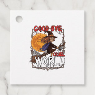 Good Bye Cruel World Witch Halloween Full Moon Spi Favour Tags