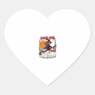 Good Bye Cruel World Witch Halloween Full Moon Spi Heart Sticker