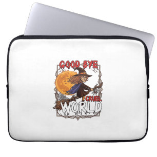 Good Bye Cruel World Witch Halloween Full Moon Spi Laptop Sleeve