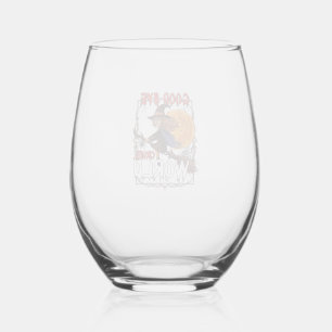 Good Bye Cruel World Witch Halloween Full Moon Spi Stemless Wine Glass
