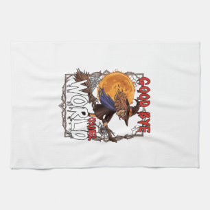 Good Bye Cruel World Witch Halloween Full Moon Spi Tea Towel