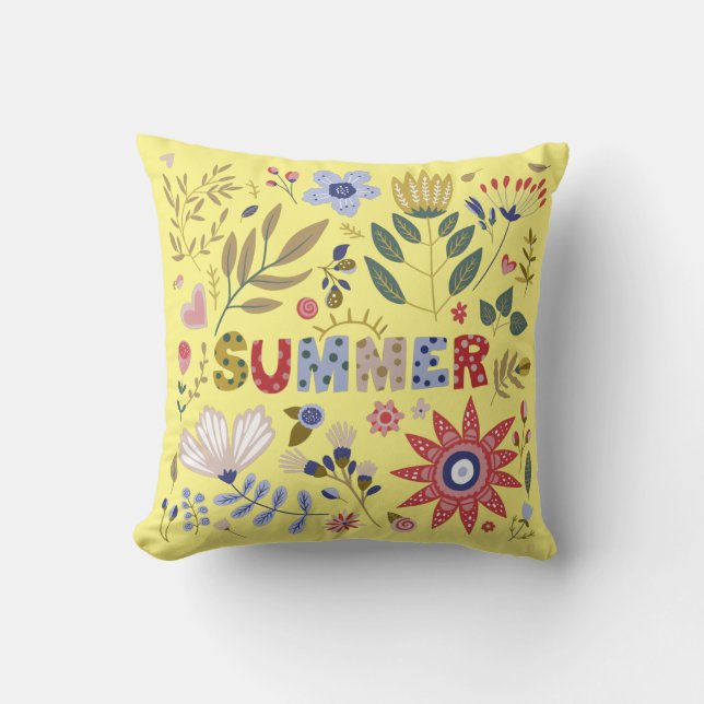 Good bye School, Hello Summer And Flowers  Cushion (Front)
