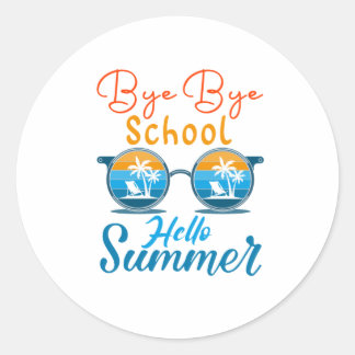 good bye school hello summer classic round sticker