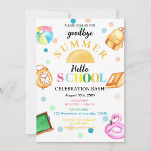 good bye Summer hello school Back to School Party Invitation