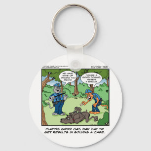 Good Cat Bad Cat U Will Meow Funny Gifts & Tees Key Ring