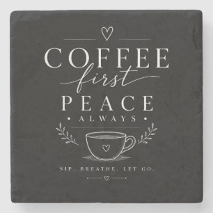 Good Coffee Good Mood Great Day Minimalist Stone Coaster