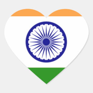 Good colour Indian flag "Tiranga" Heart Sticker
