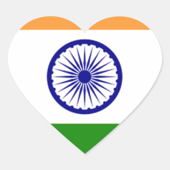Good colour Indian flag "Tiranga" Heart Sticker (Front)
