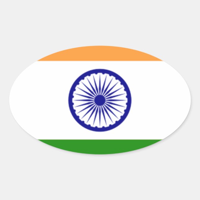 Good colour Indian flag "Tiranga" Oval Sticker (Front)