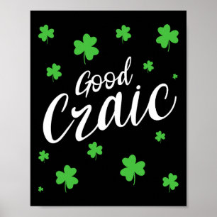 Good Craic Fun Irish Slang Shamrocks St Patricks D Poster