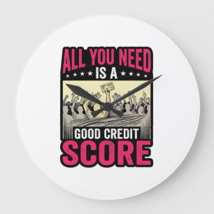 Good Credit Score Vintage Funny Finance Shirt_1 Large Clock